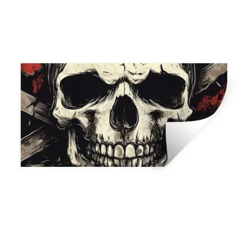 Schedel - Kettingen - Rood Muursticker klein -3d