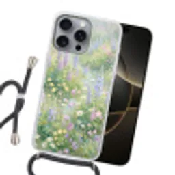 Bloemenveld - Heuvels - Kleurrijk Hoesje iPhone 16 Pro Max met koord klein -sfeer1