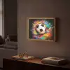 Voetbal - Verf - Kleuren - Zwart - Wit Light Box met batterij (Wandlamp) middel -sfeer1