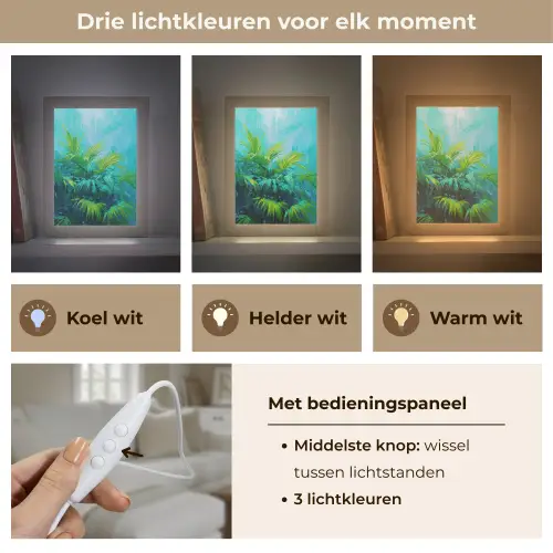 Bladeren - Groen - Schilderij - Abstract Light Box met kabel (Tafellamp) klein -USP_lichtkleurNL