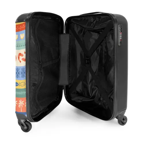 Gestreepte illustraties kleurrijk NBS - Handbagage koffer - Kinderen Unisex middel -binnenkant