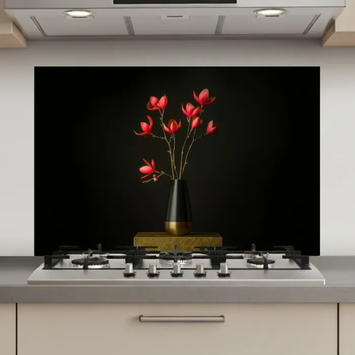 Rode - Bloemen - Vaas keuken achterwand spatscherm klein -3d_website