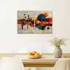 Kleurrijk - Geometrisch - Abstract - Aesthetic Canvas - Meerluiken 2 luik klein -sfeer4