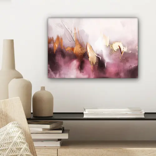 Watercolor - Goud - Roze - Abstract - Kunst canvas 2cm klein -sfeer6