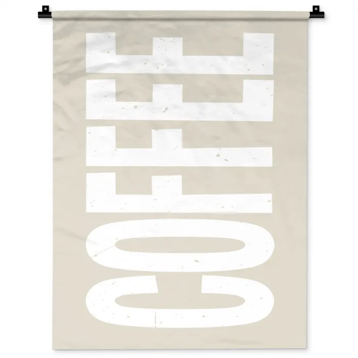 Wit - Koffie - Vintage - Decoratie Wandkleed katoen klein -zz3d