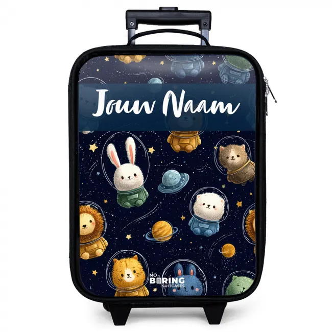 Dieren - Astronaut - Planeten - Sterren Kinderkoffer - Zwart klein -zzz_website3d