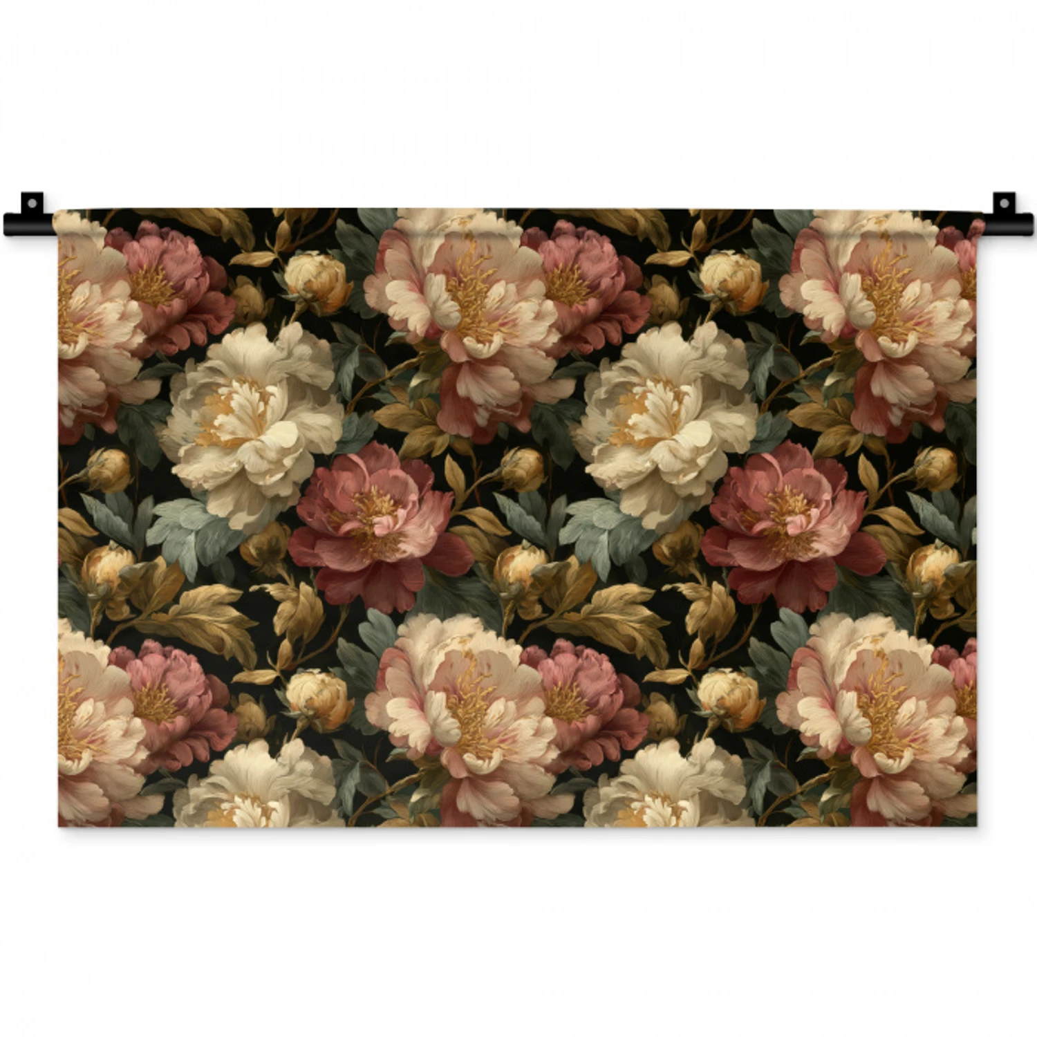 Bloemen - Barok - Patroon - Roze - Crème Wandkleed katoen klein 269 -zz3d