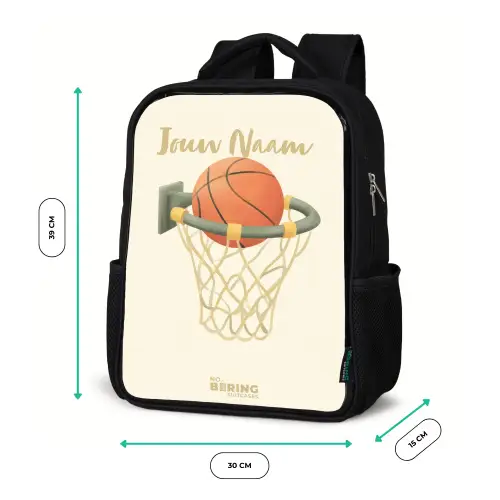 Basketbal in neutrale kleuren Rugzak - Zwart middel -productfoto_formaten