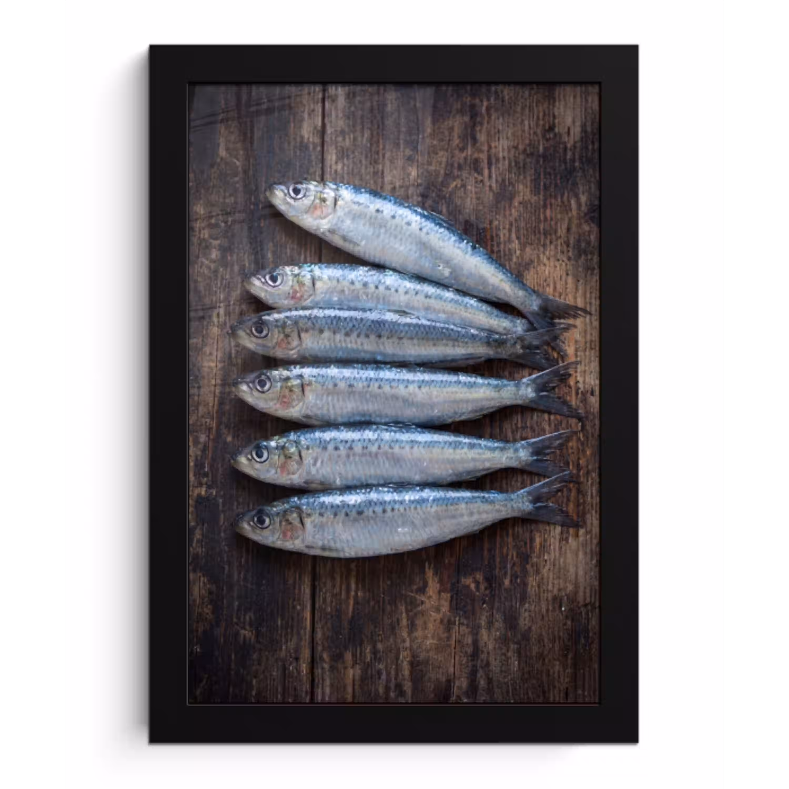 Vis - Hout - Eten fotolijst zwart zonder passe partout klein -3d