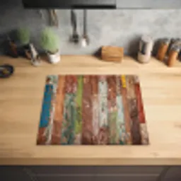 Kleurrijk Verweerd Hout Inductie beschermer vinyl 3mm middel -sfeer5