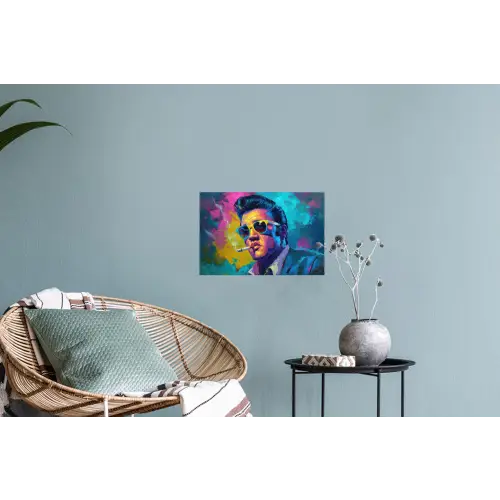 Portret - Sigaret - Kleurrijk - Bril Muursticker klein -plant