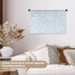 Zebra - Motief - Blauw - Wit Wandkleed katoen klein 269 -tsfeer1_DE