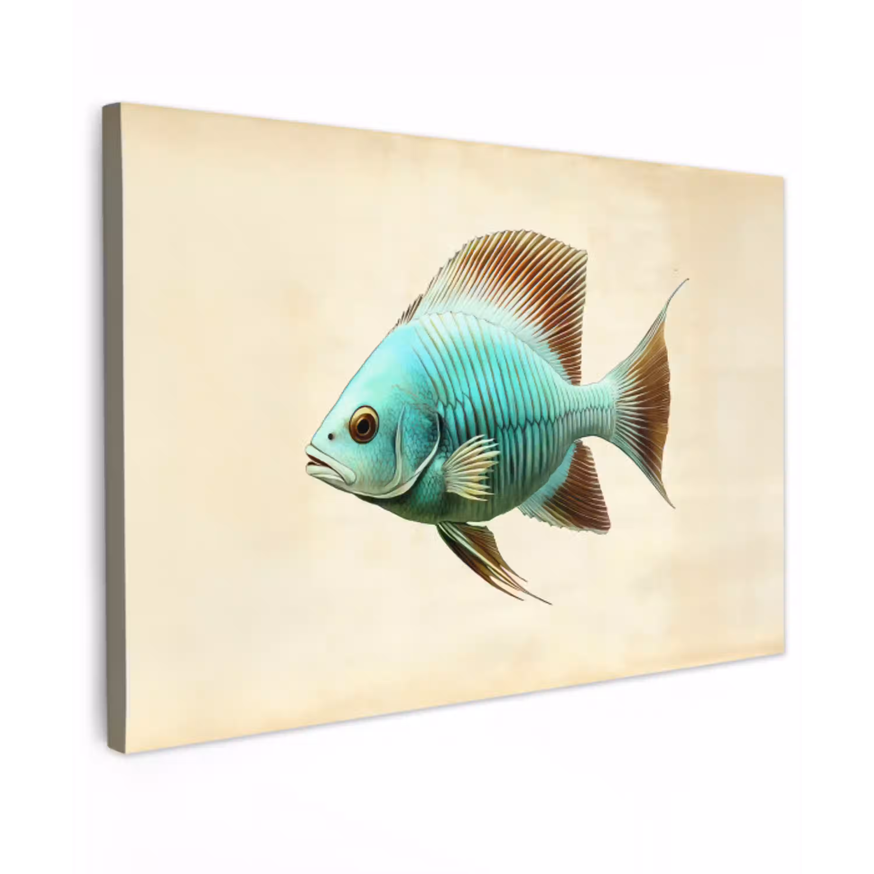 Schubben - Vis - Mint - Minimalistisch canvas 2cm klein -z3d