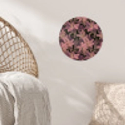Lelies - Patroon - Paars - Goud Wandcirkel behangsticker klein 186 -sfeer4