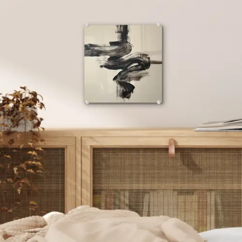 Golven - Penseelstreken - Beige - Minimalistisch plexiglas 5mm klein -sfeer4