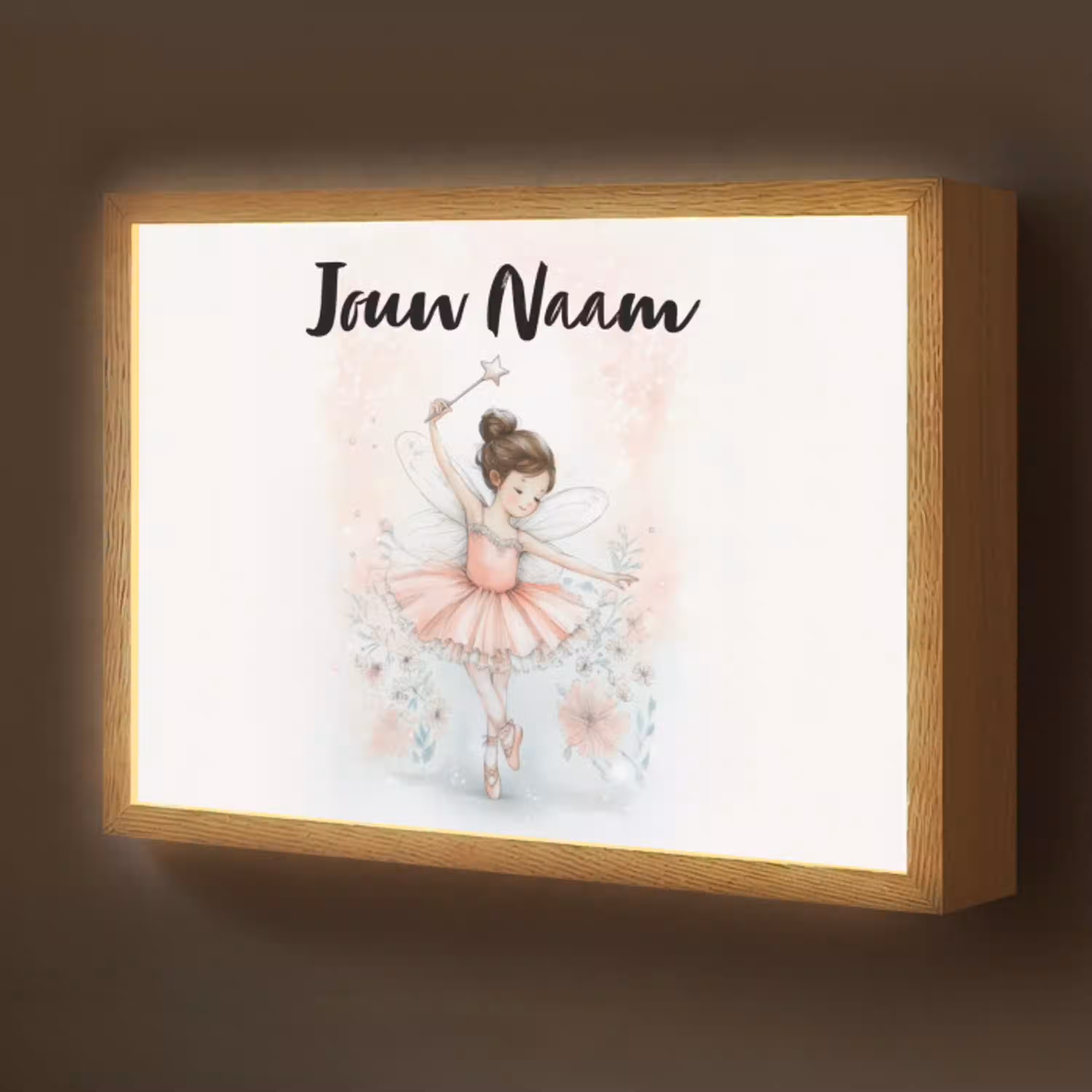 Ballerina - Fee - Roze Light Box met batterij (Wandlamp kind) middel -z3d_website