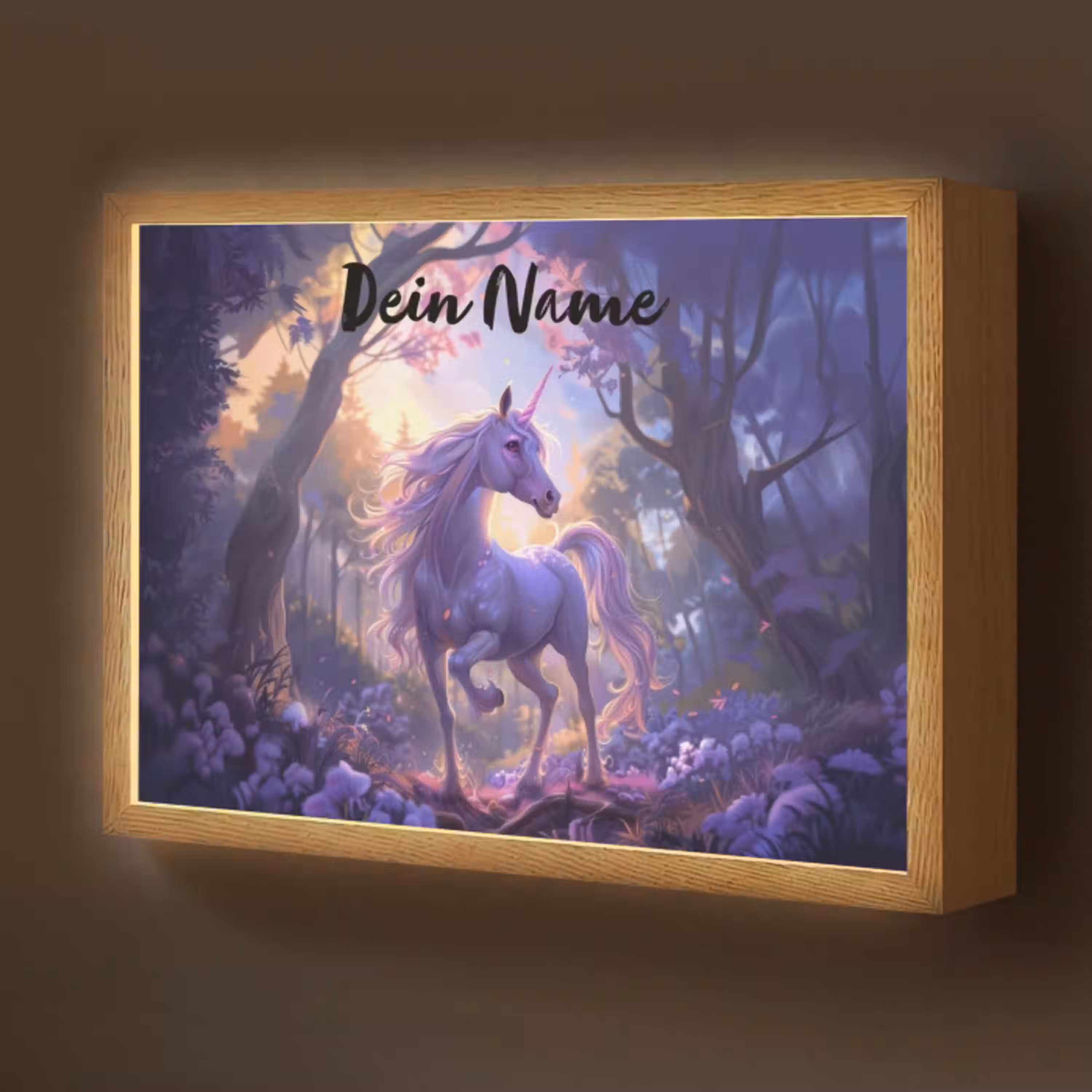 Eenhoorn - Paars - Sprookje - Fantasy dier Light Box met batterij (Wandlamp kind) middel -z3d_website