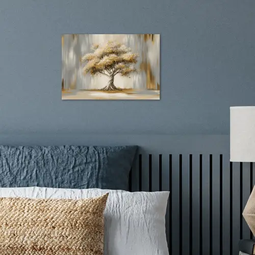 Boom - Bladeren - Abstract - Wit poster papier klein -sfeer2