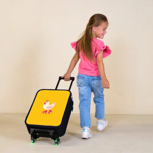 Kip - Rolschaatsen - Geel Kinderkoffer - Zwart klein -sfeer1