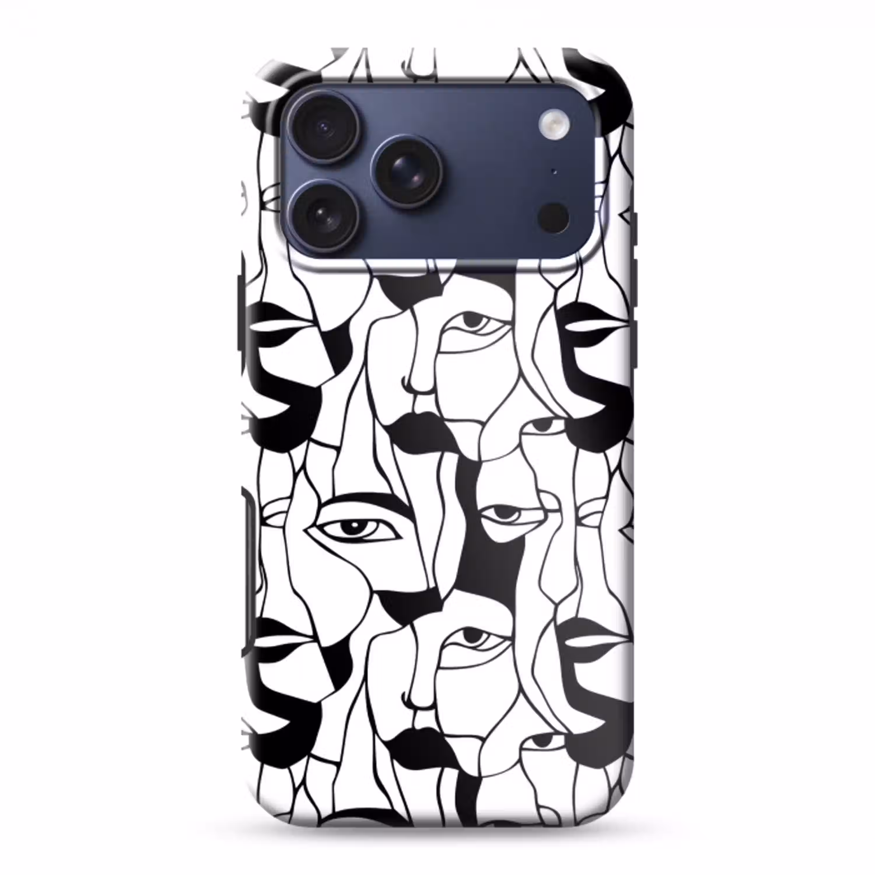 Lijnen - Gezichten - Zwart - Wit Toughcase MagSafe Apple iPhone 17 Pro Max klein 1019 -3d