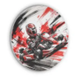 Kart - Coureur - Snelheid - Rood Akoestische PET Vilt - Rond klein -3d