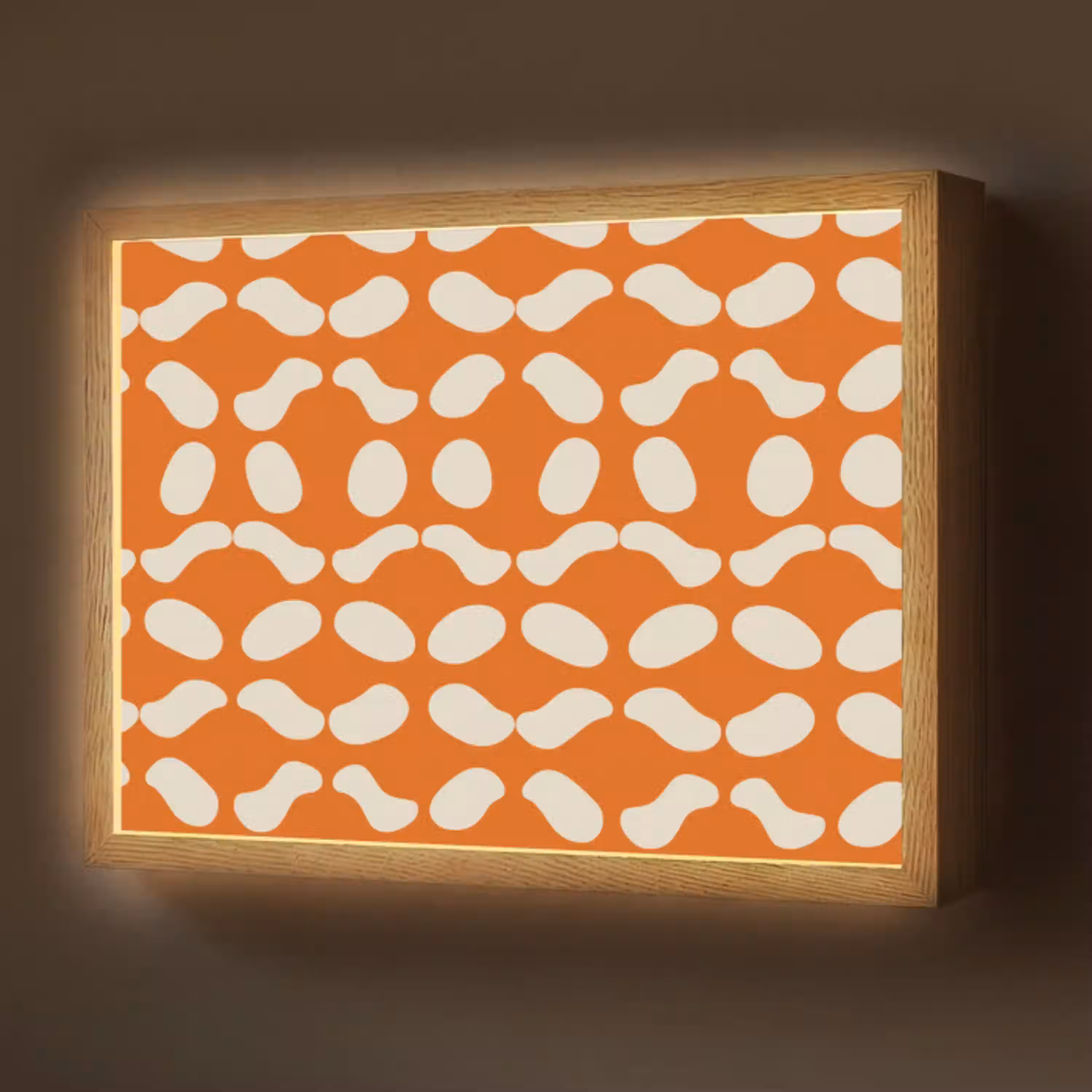 Oranje - Organische vormen - Wit Light Box met batterij (Wandlamp) middel 907 -z3d_website