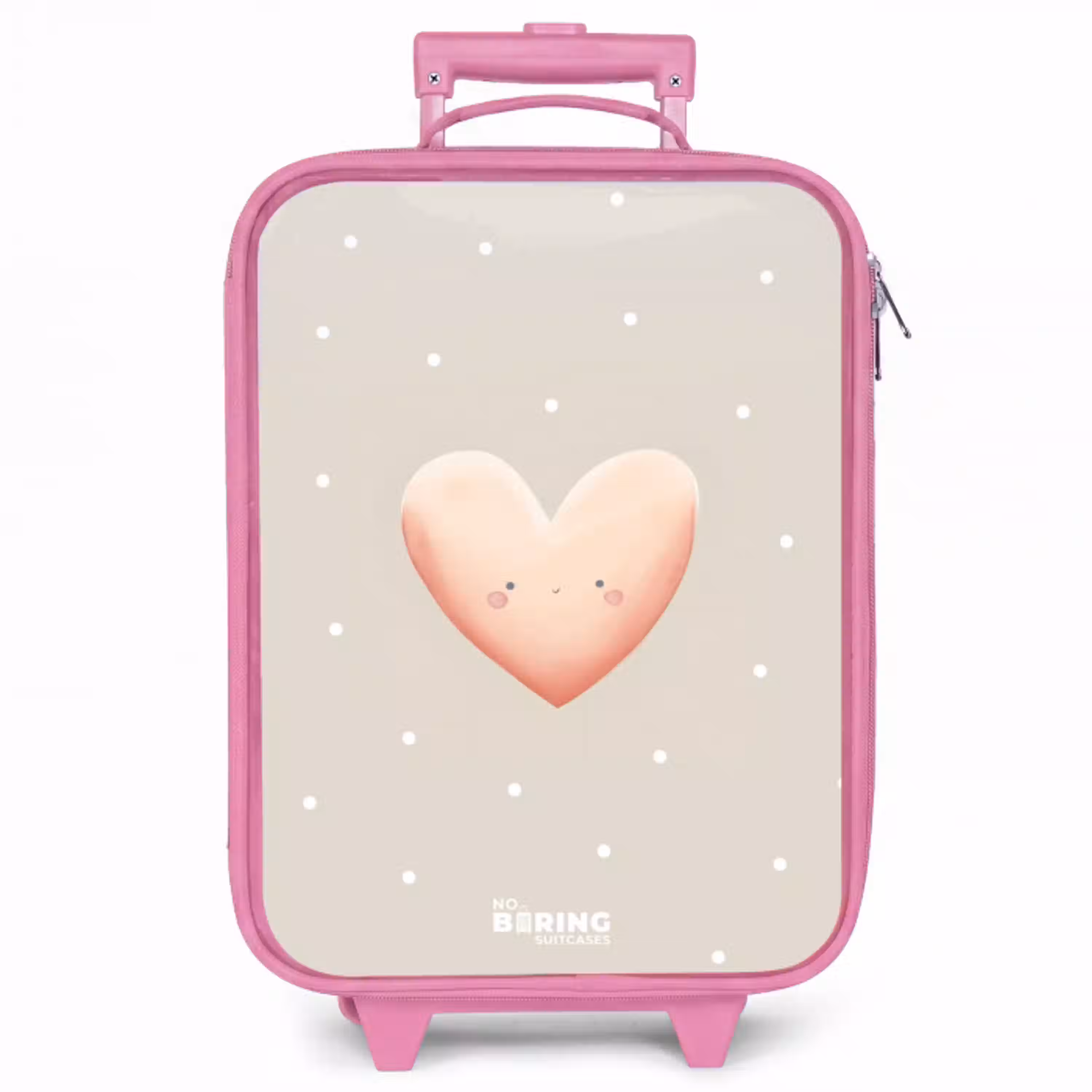 Roze hart omringd door beige stippen Kinderkoffer - Roze klein -zzz_website3d