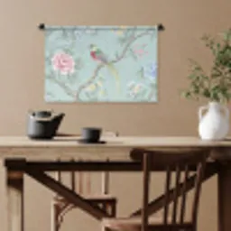 Vogel - Bloemen - Kleurrijk Wandkleed katoen klein -sfeer6
