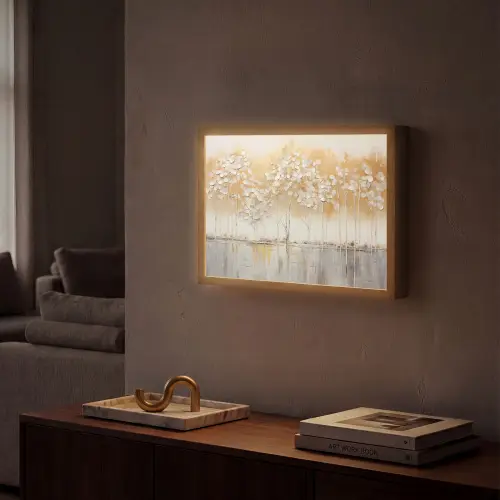 Bomen - Kunst - Acryl - Natuur Light Box met batterij (Wandlamp) middel -sfeer1