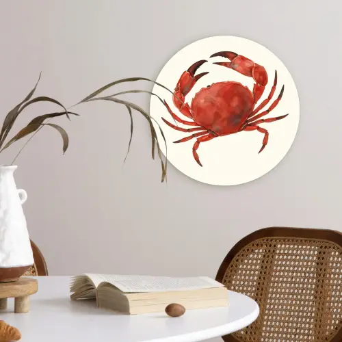 Krab - Felrood - Poten Wandcirkel kunststof plaat 5mm dik klein -sfeer4