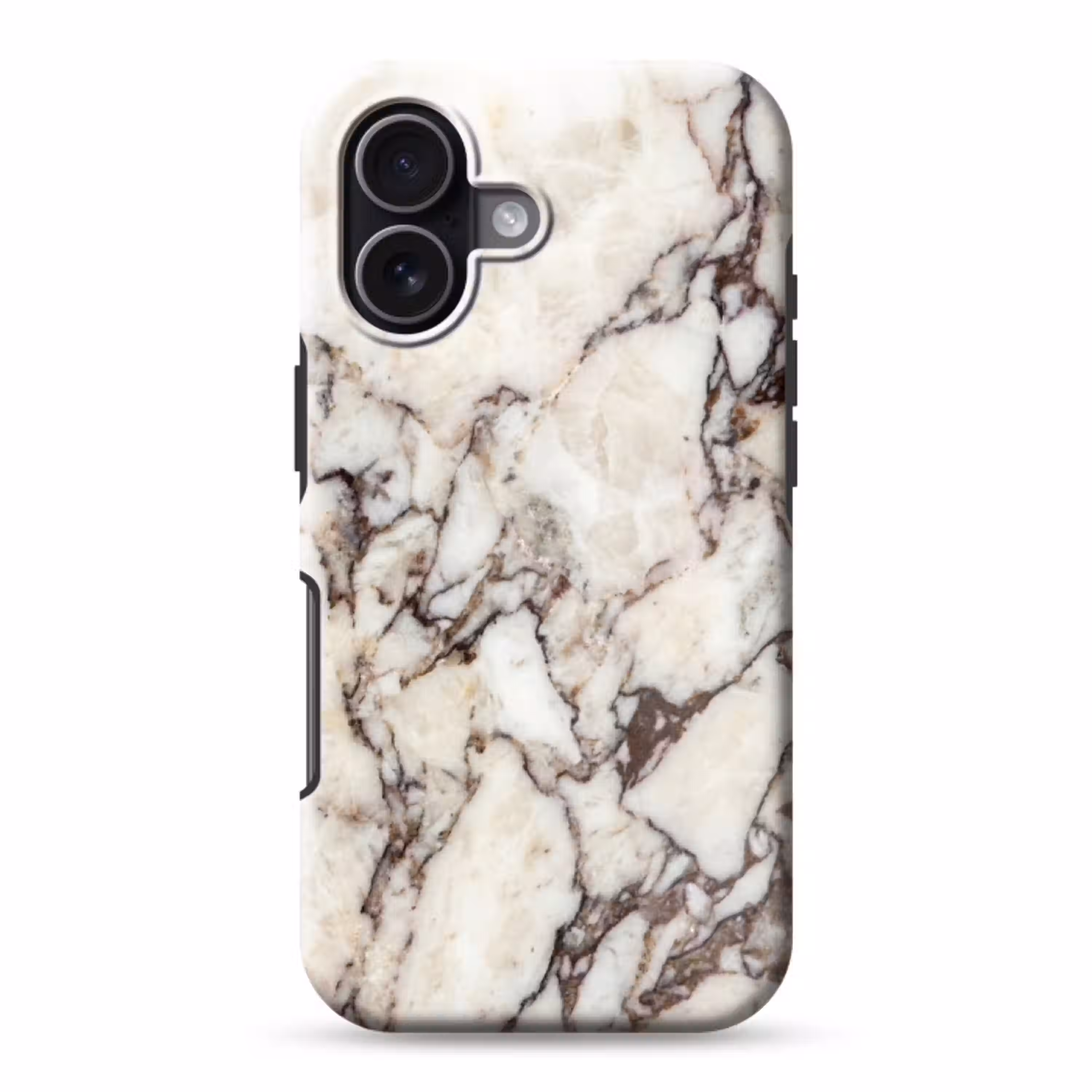 Marmer - Textuur - Abstract - Wit - Bruin Toughcase MagSafe Apple iPhone 17 klein -3d