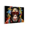 Chimpansee - Aap - dieren - Graffiti - Bril - Koptelefoon - Kleuren aluminium wit klein -3d