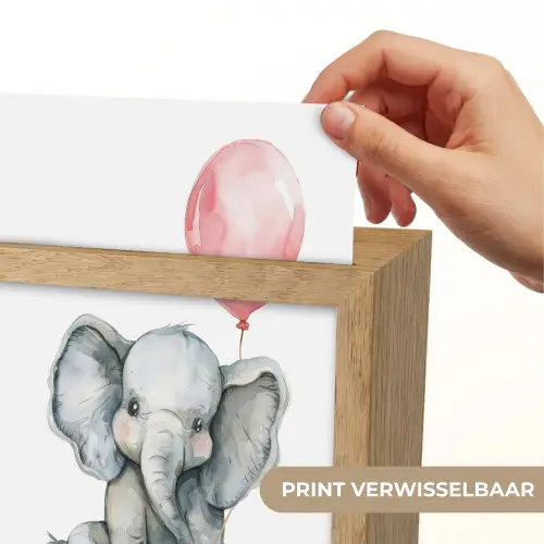 Olifant - Baby dier - Roze ballon Light Box met kabel (Kinderlampje) klein -USP_websiteprintNL