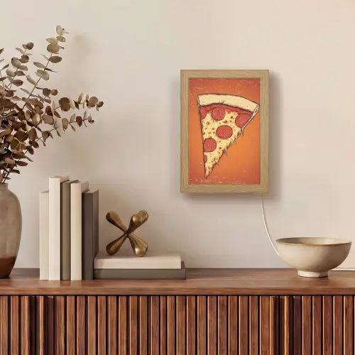 Pizza - Kaas - Rood - Pepperoni Light Box met kabel (Tafellamp) klein -sfeer2