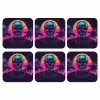 Palmbomen - Hoofd - Metallic - Zonsondergang onderzetter kurk middel -3d