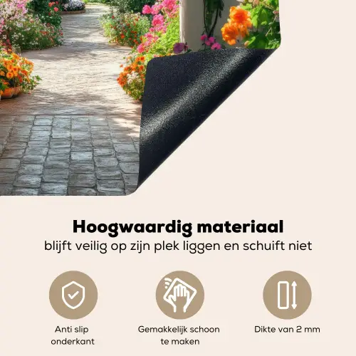 Doorkijk - Bloemen - Natuur - Bloementuin Inductie beschemer met haakjes middel -ky-onderkant-nl