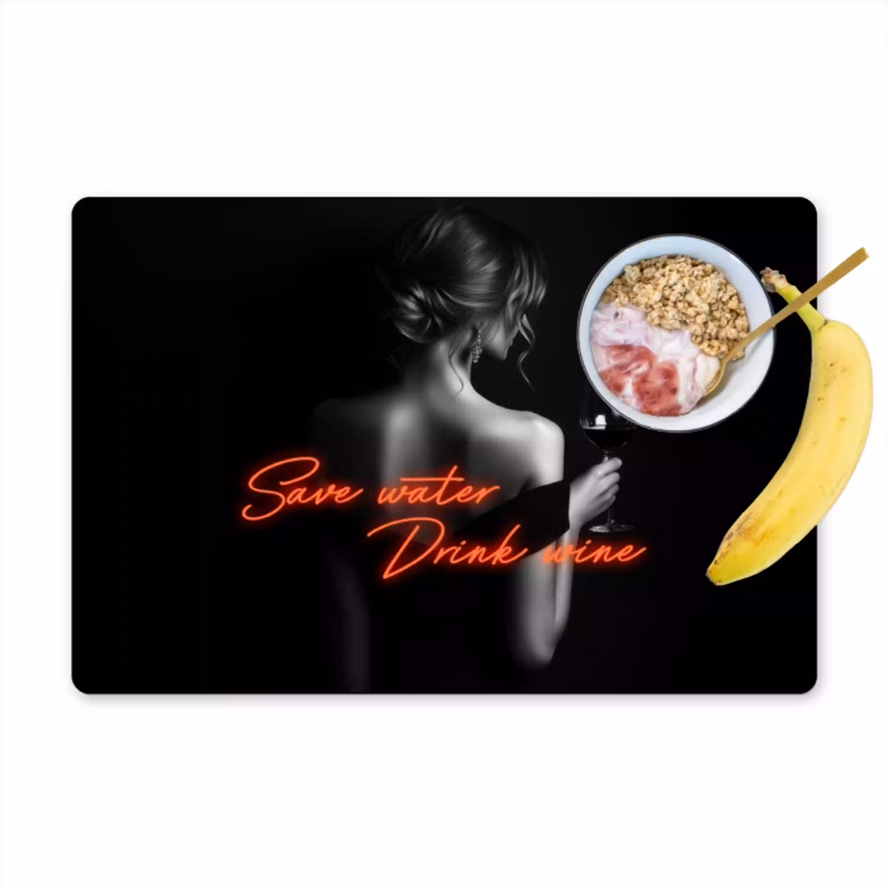Wijn - Vrouw - Neon - Quote Placemat vinyl groot -zzzproduct_Kitchenyeah-website