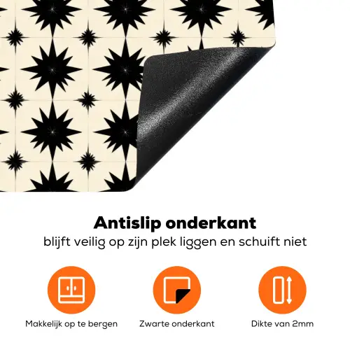 Stervormen - Geometrisch - Zwart Inductie beschermer vinyl 3mm klein 276 -zzzzzzz-td-onderkant