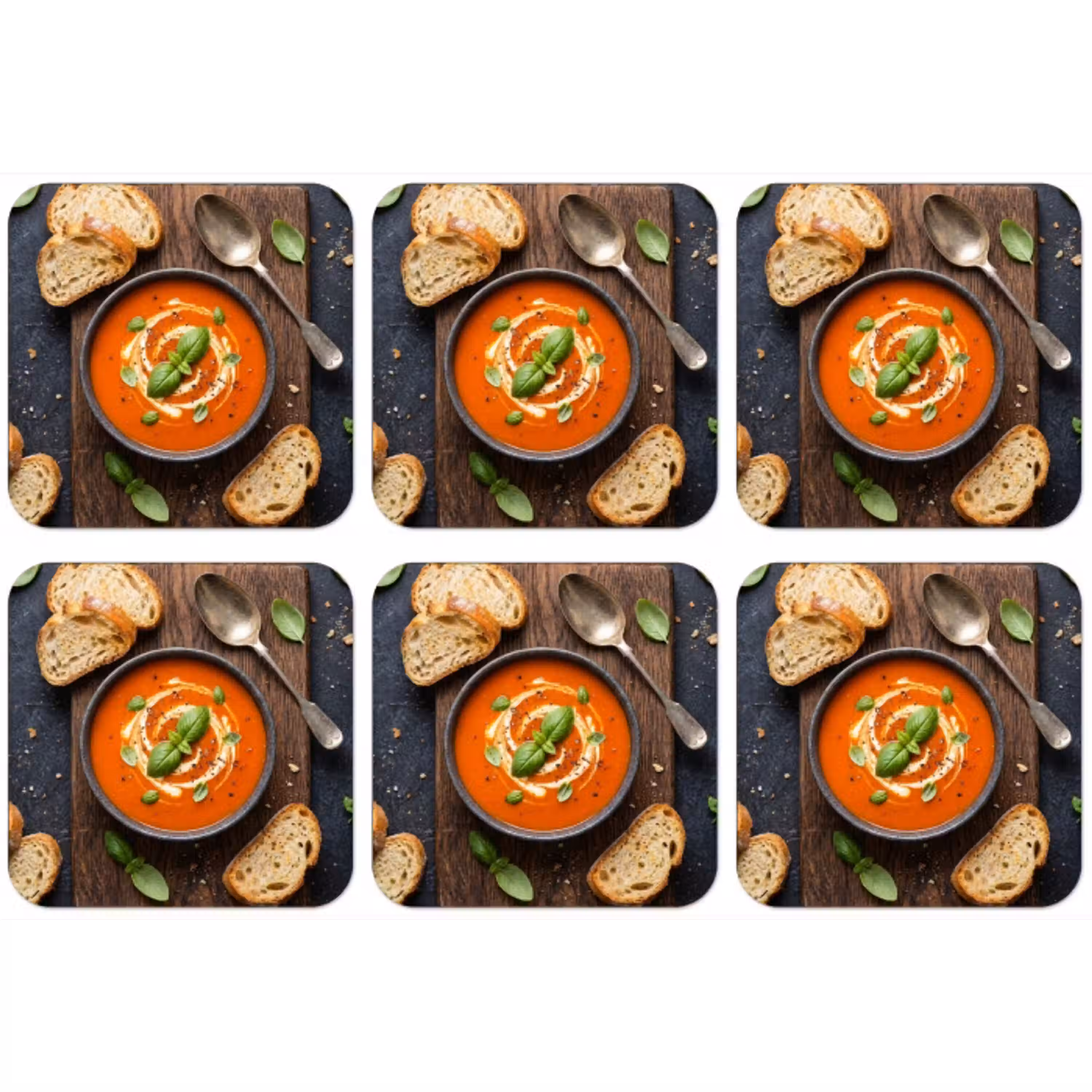 Eten - Soep - Basilicum - Rustiek - Rood onderzetter kurk middel -zkaufland3dotto
