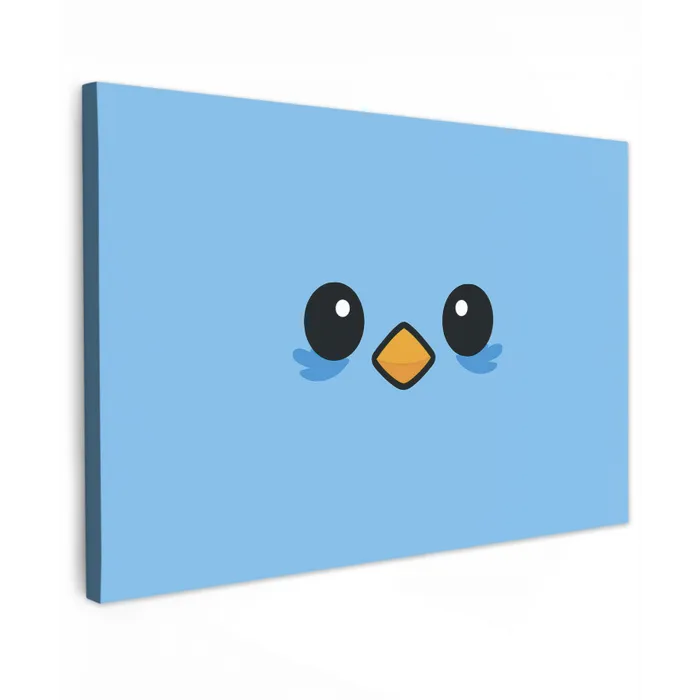 Vogel - Blauw - Eenvoudig canvas 2cm klein -z3d