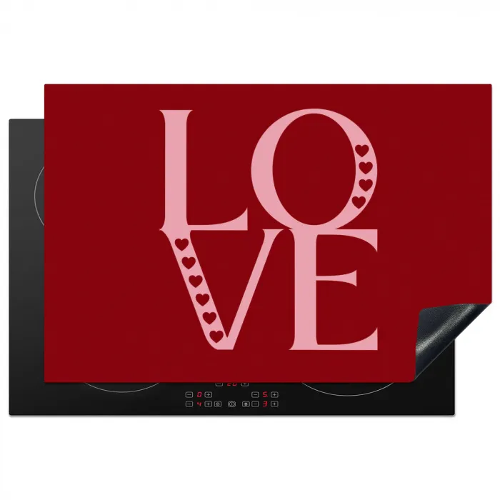 Love - Rood - Hatjes Inductie beschermer vinyl 3mm klein -3d