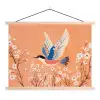 Vogel - Bloesemtakken - Warm - Kleurrijk textielposter latten blank klein -3d