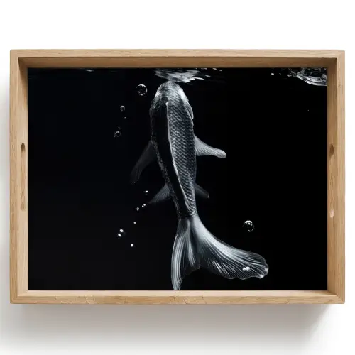 Koi - Vissen - Water - Zwart Dienblad Rechthoek middel -z3d_shopping