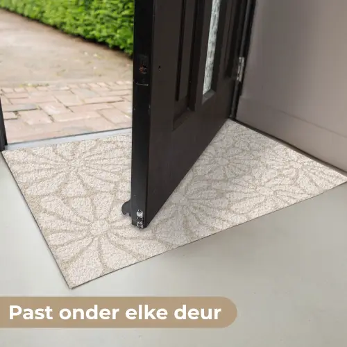 Bloemen - Print - Beige - Bruin - Minimalistisch Deurmat klein -USP_NL