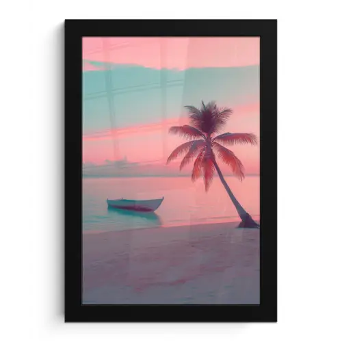Zee - Boot - Zonsondergang fotolijst zwart zonder passe partout klein -3d