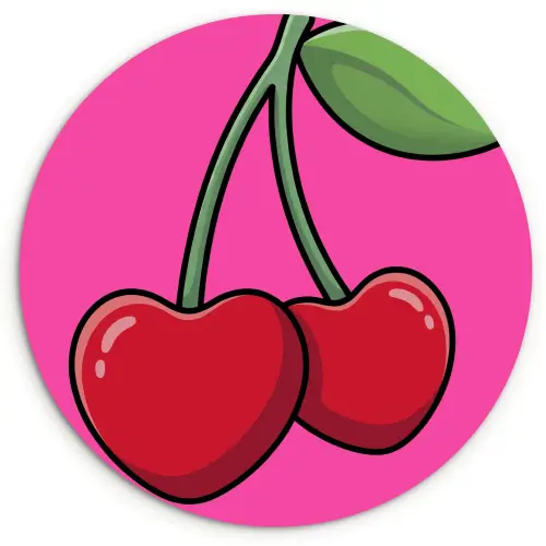 Kers - Roze - Fruit Wandcirkel kunststof plaat 5mm dik klein -3d