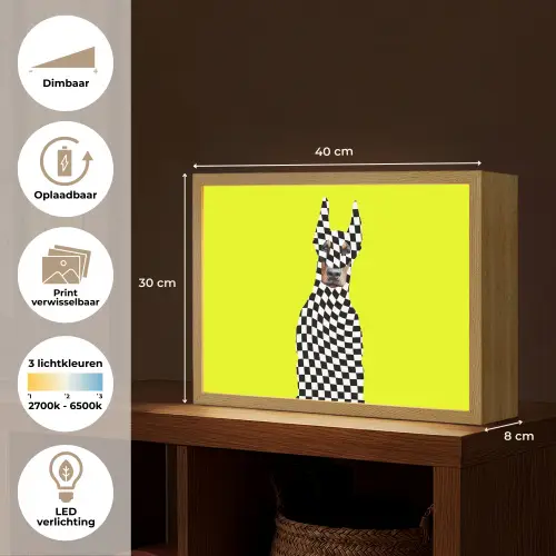 Dobermann - Geblokt - Geel Light Box met batterij (Wandlamp) middel -USP_websiteoverzichtNL