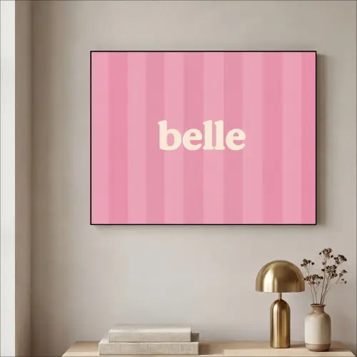Roze - Gestreept - Belle Textielframe zwart klein -sfeer2