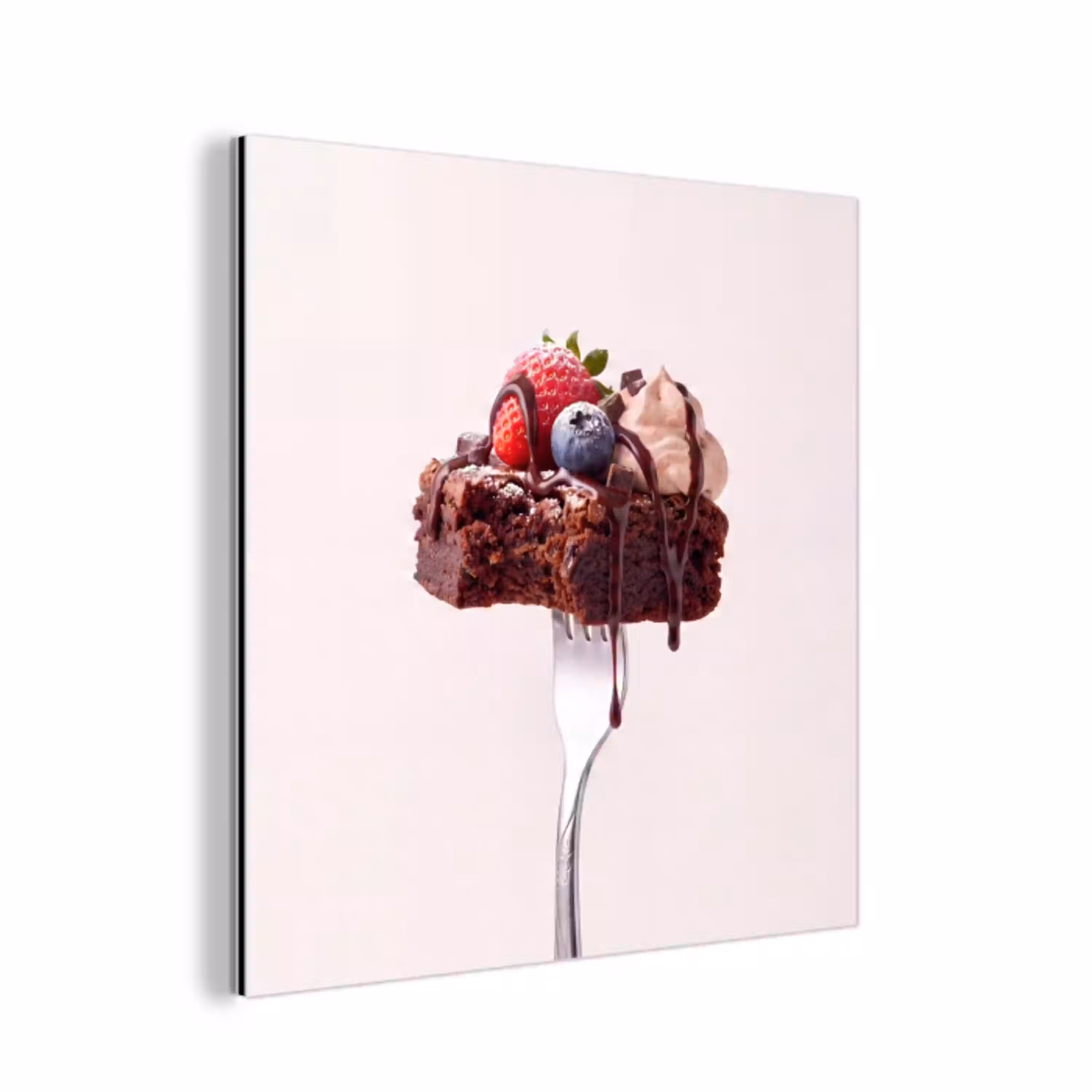 Vork - brownie - aardbei aluminium wit klein -3d