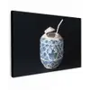 Kokosnoot - Eten - Delfts blauw - Drinken Tuinposter op houten frame 2 cm dik klein -3d